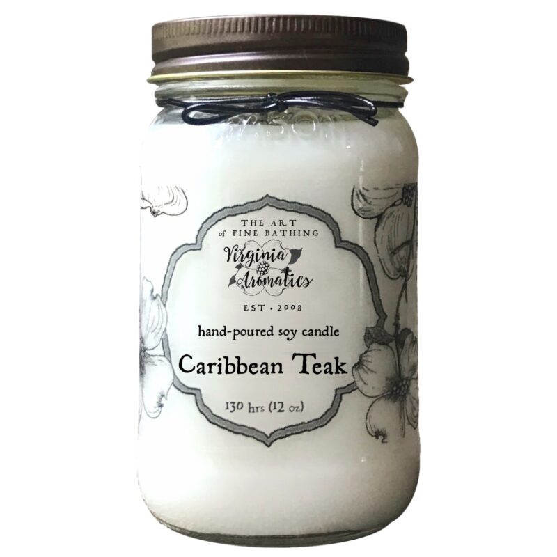 Virginia Aromatics Farmhouse Mason Jar Candle Caribbean Teak