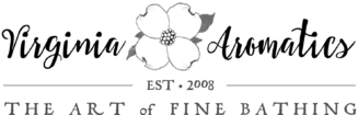 Virginia Aromatics Logo with our hand-drawn dogwood.